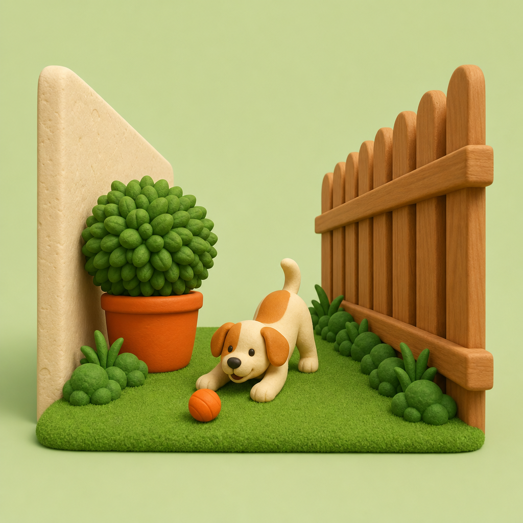 Top-down illustration of a small side-yard turf strip